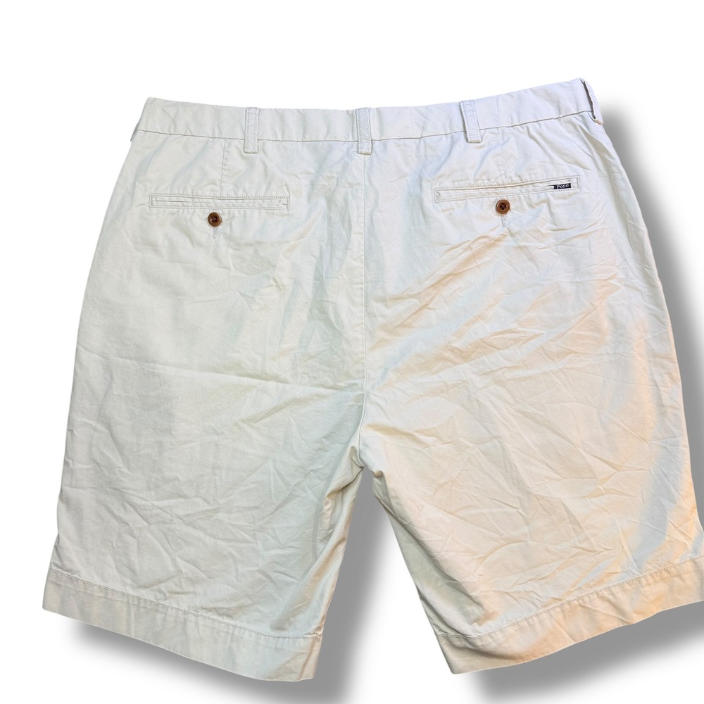 Polo Ralph Lauren Chino Shorts Men 36 Beige Classic Fit Pima Cotton Blend Preppy - Picture 2 of 12